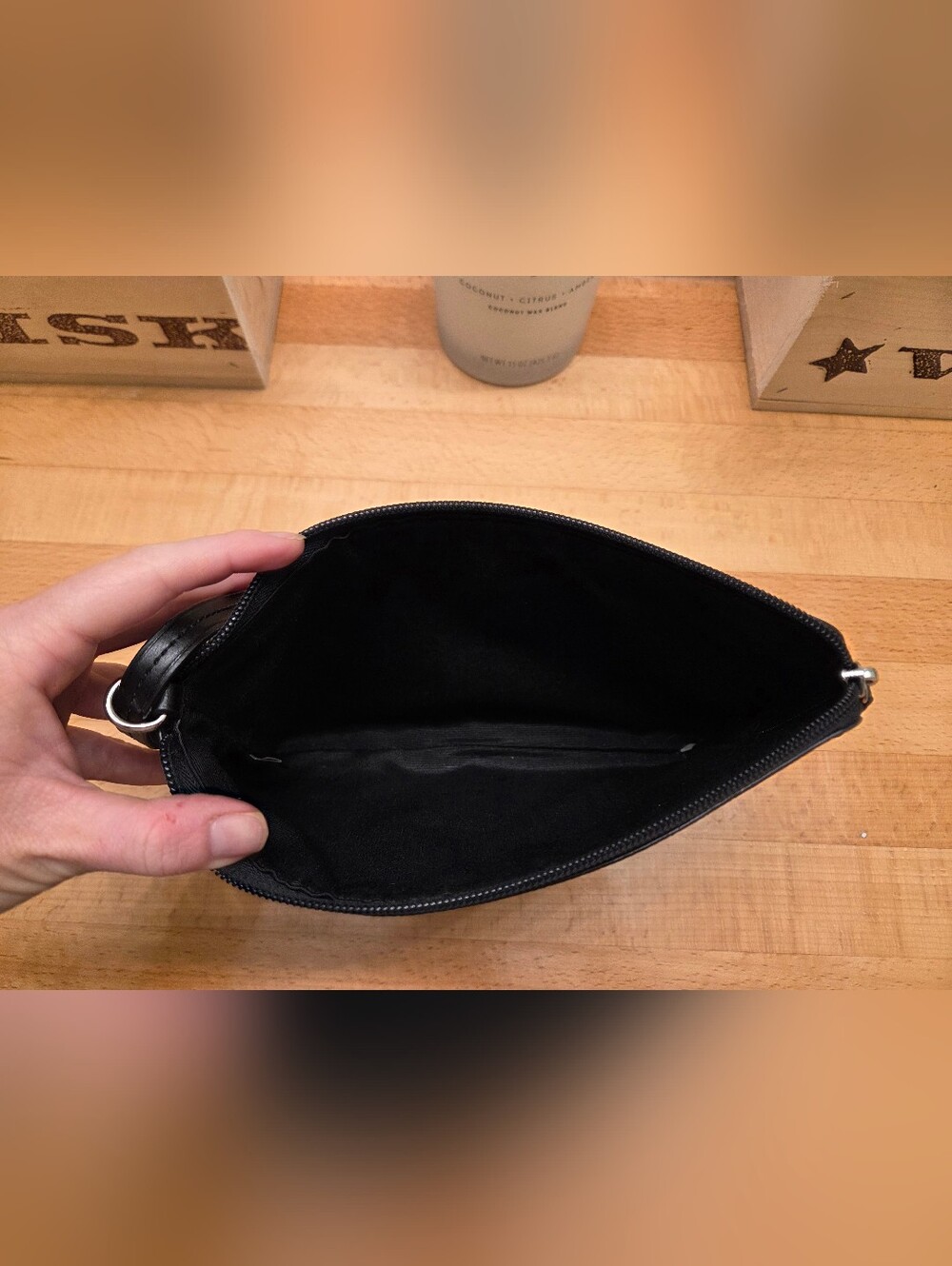 Coach Storypatch Pouch/Clutch Black Crossgrain Leather - Picture 6 of 12